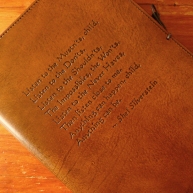 Earthworks Journals Poem on Brown Leather Journal