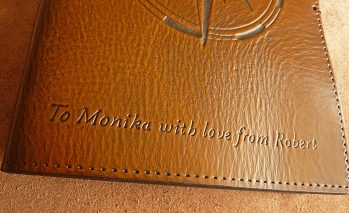 Earthworks Journals Custom Inscription on our Compass Rose Leather Journal