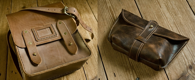 handmade vegetable tanned leather satchel - handmade leather clutch bag - earthworks journals